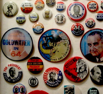 assorted political campaign buttons